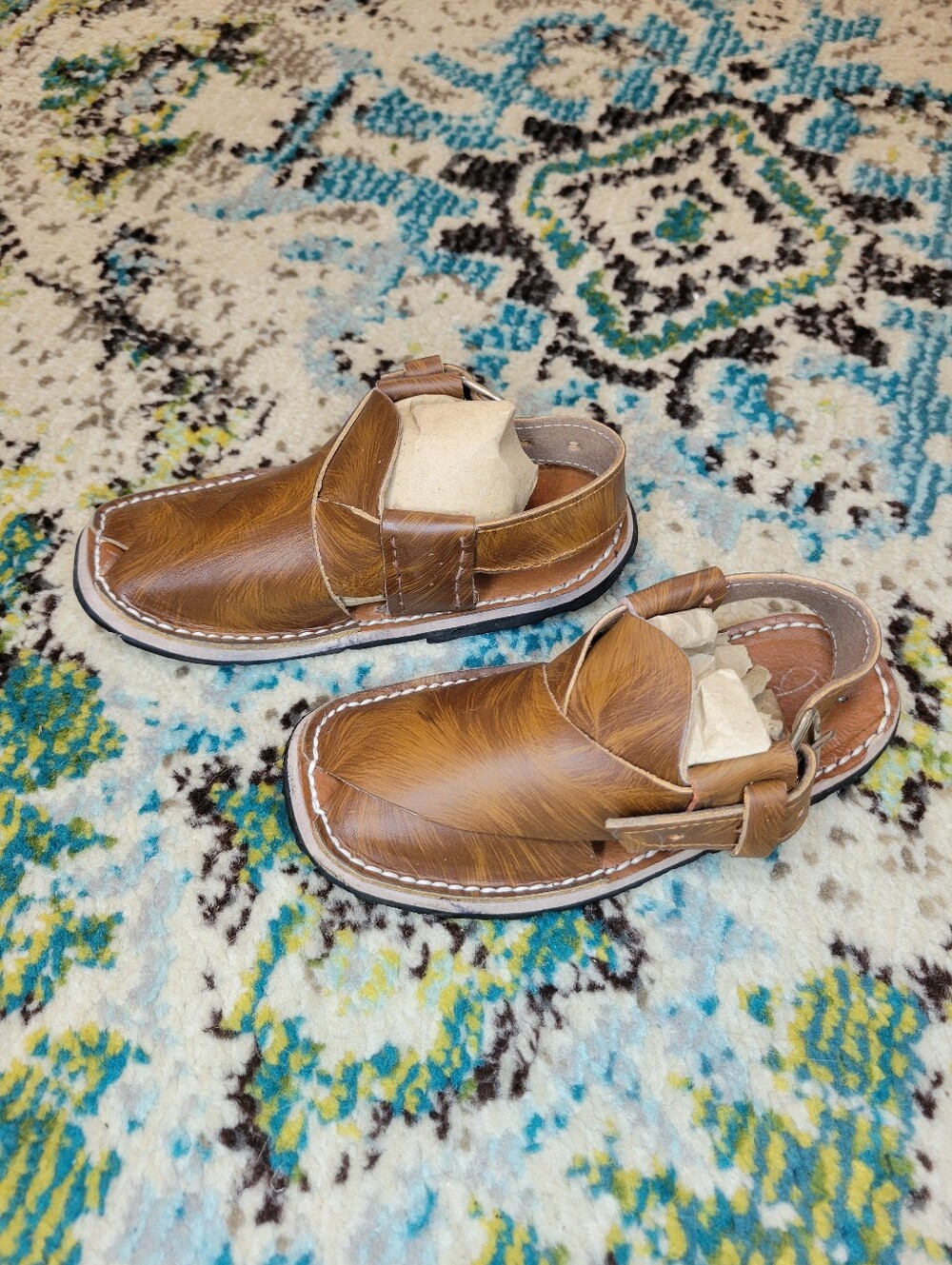 Handcrafted Rich Brown Leather Slingback Peshawari Chappals Sandals, Toddler 5 - Picture 3 of 5